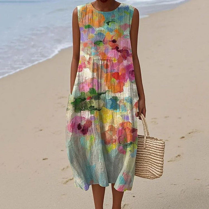 Olivia Sydney - Elegant Watercolor Effect Flowing Dress