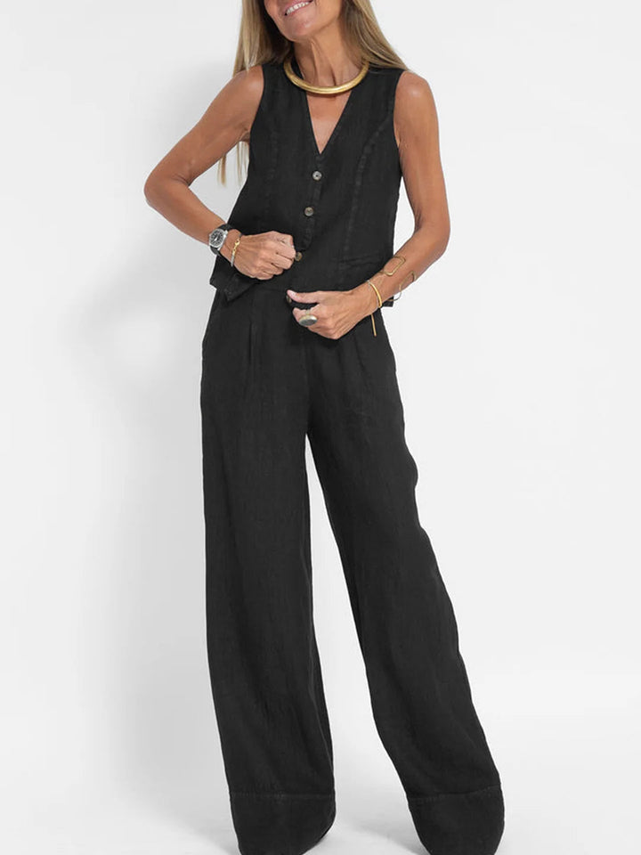 Olivia Sydney - Wide Leg Pants Set with Vest