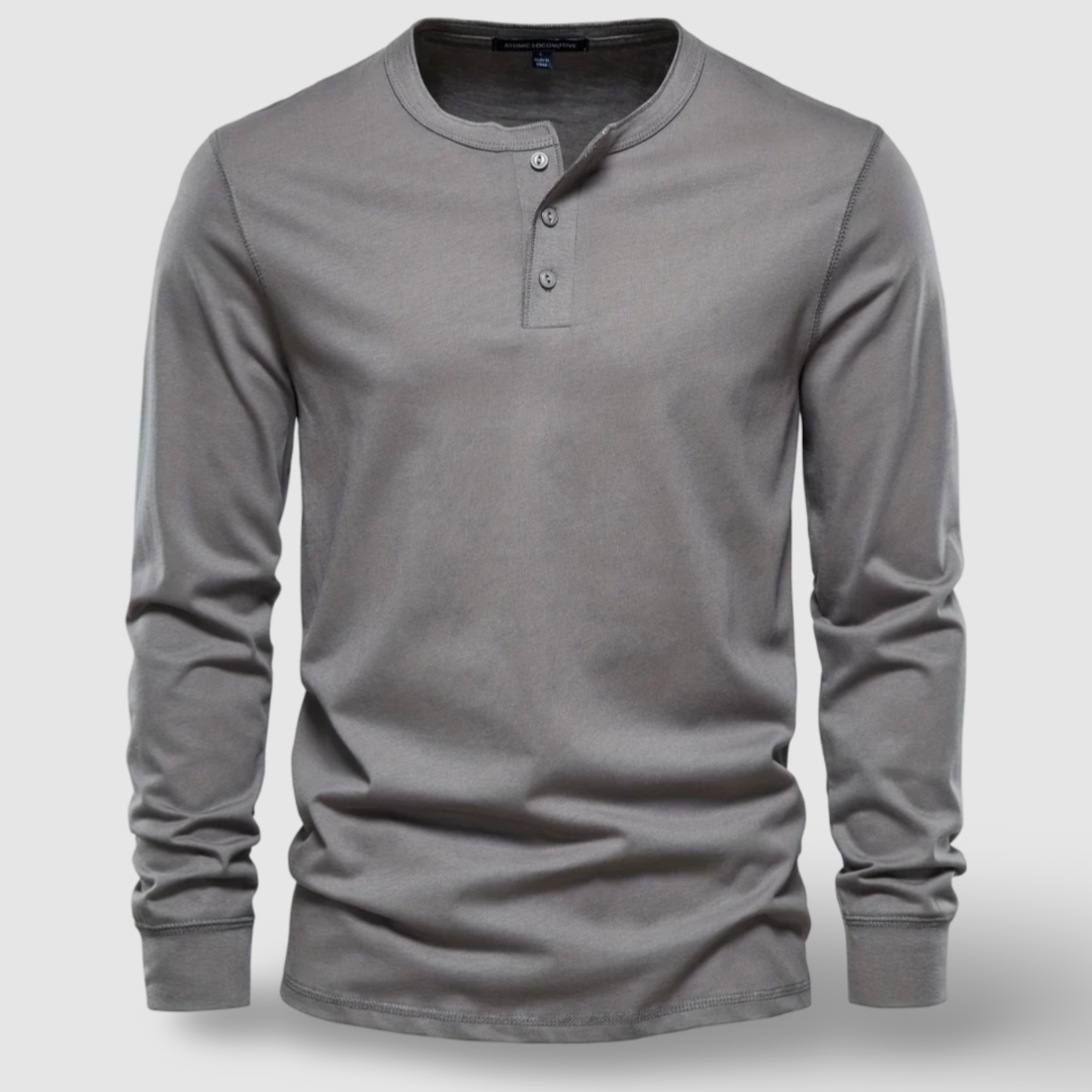 Olivia Sydney - Elegant Long Sleeve Cotton Henley Shirt