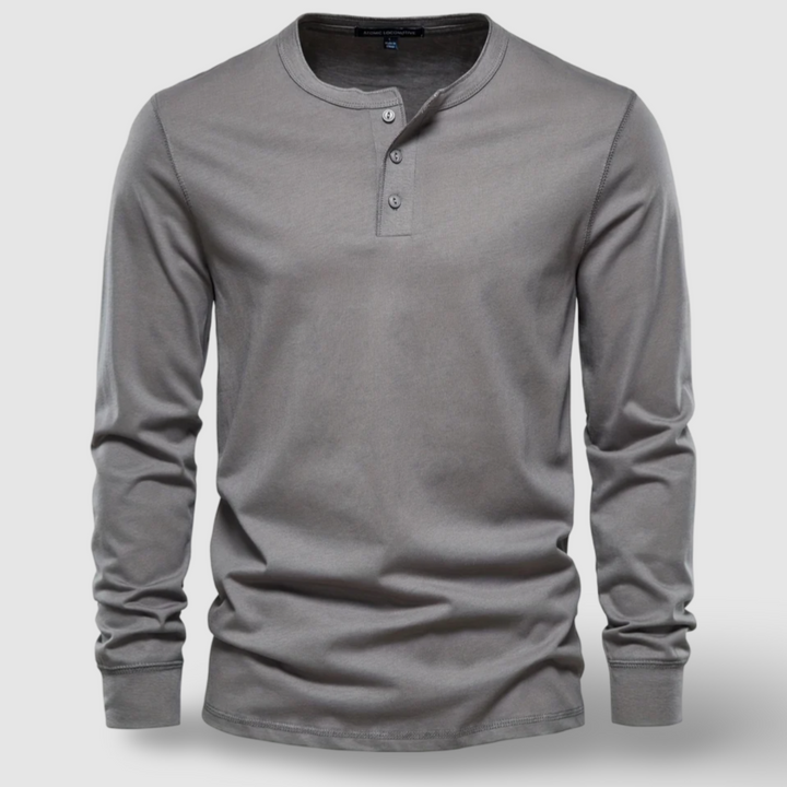 Olivia Sydney - Elegant Long Sleeve Cotton Henley Shirt