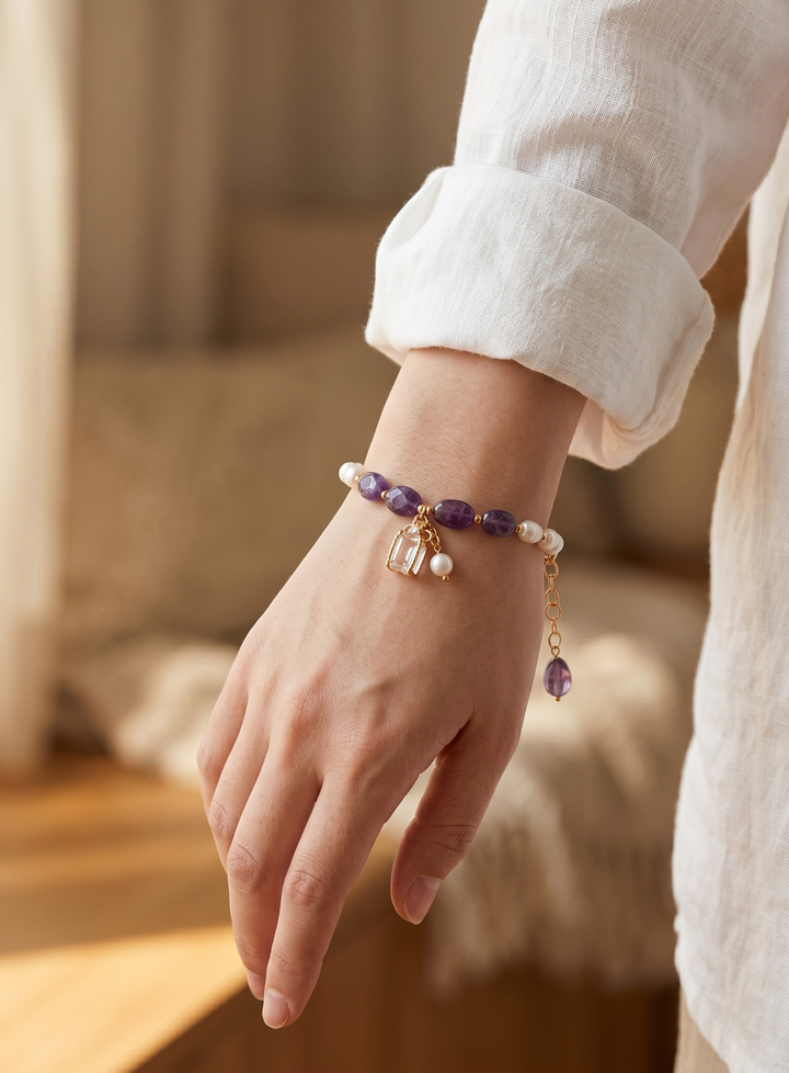 Olivia Sydney - Pearl and Amethyst Bracelet