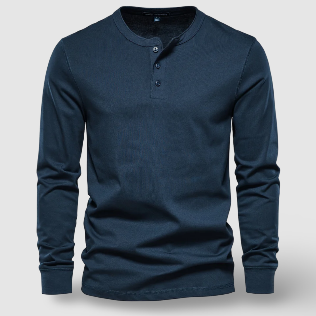 Olivia Sydney - Elegant Long Sleeve Cotton Henley Shirt