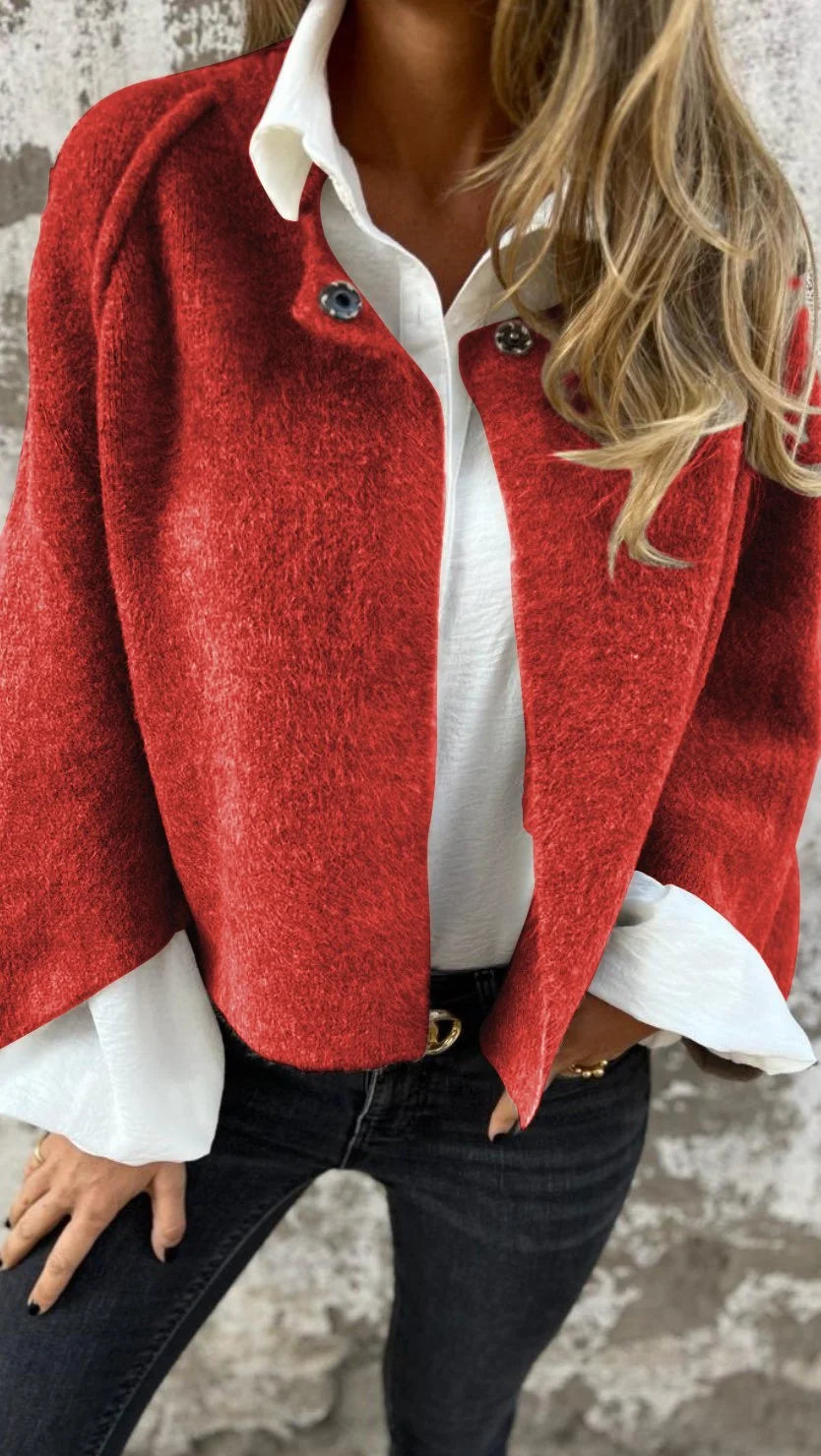 Olivia Sydney - Wool Coat with Round Collar and Long Sleeves