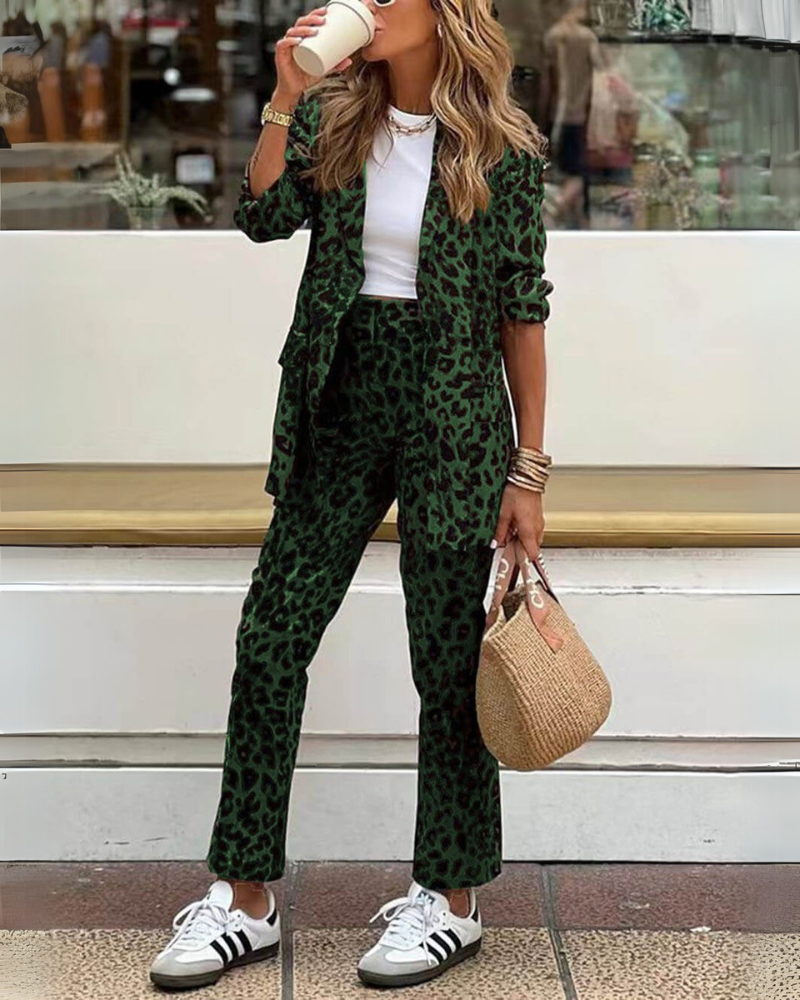 Olivia Sydney - Leopard Print Dress and Pant Set