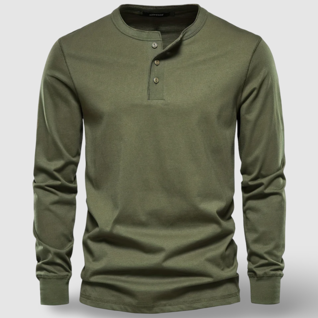 Olivia Sydney - Elegant Long Sleeve Cotton Henley Shirt