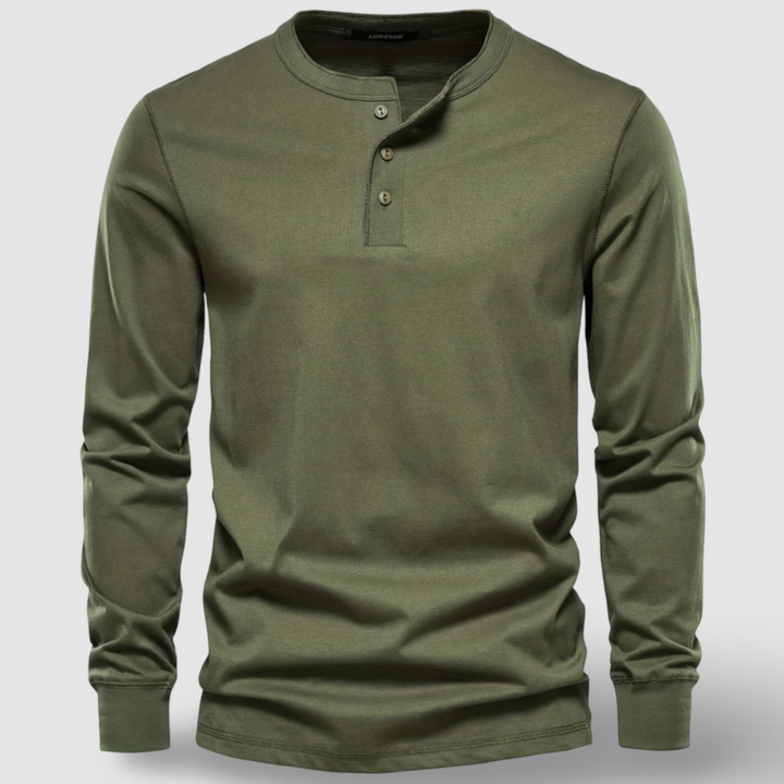 Olivia Sydney - Elegant Long Sleeve Cotton Henley Shirt