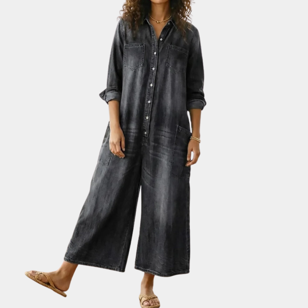 Olivia Sydney - Vintage Denim Jumpsuit with Buttons