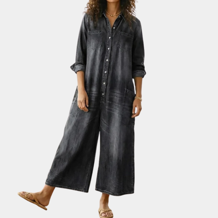 Olivia Sydney - Vintage Denim Jumpsuit with Buttons