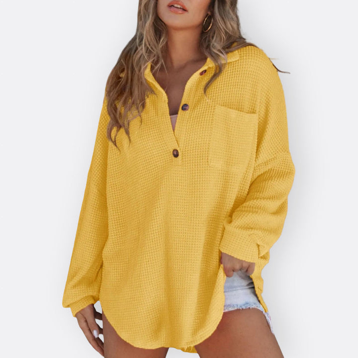 Olivia Sydney - Lightweight V-Neck Tunic Blouse with Buttons