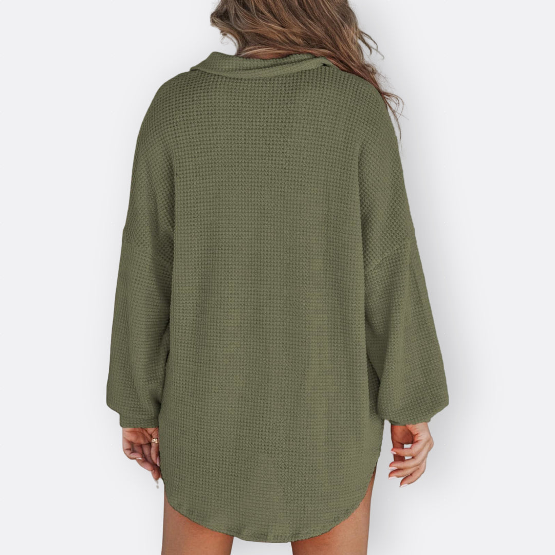 Olivia Sydney - Lightweight V-Neck Tunic Blouse with Buttons