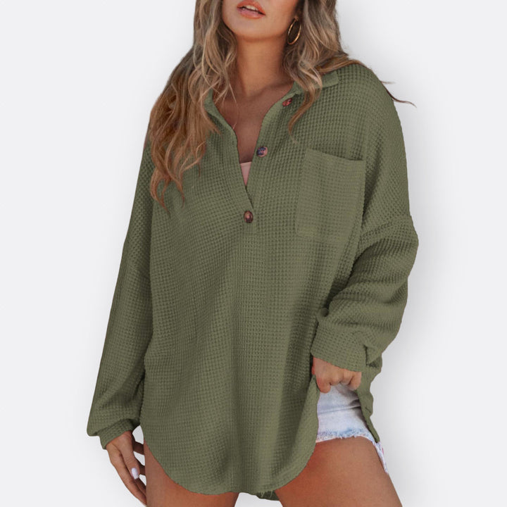 Olivia Sydney - Lightweight V-Neck Tunic Blouse with Buttons