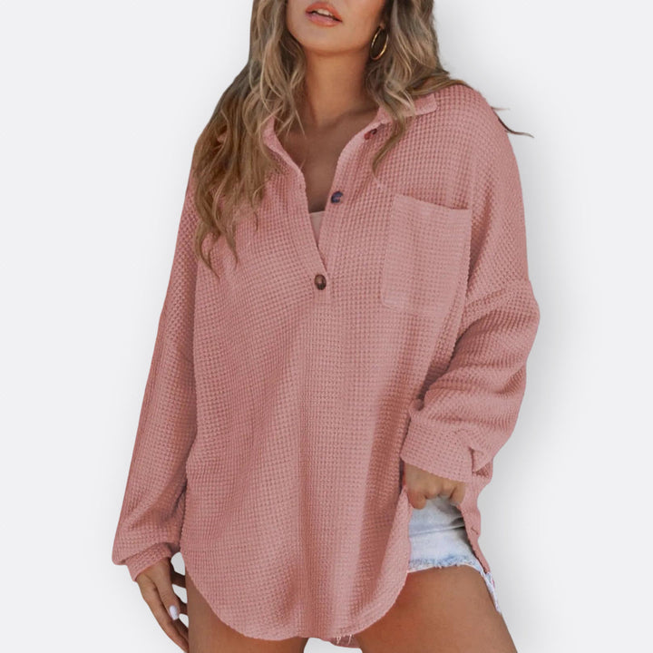 Olivia Sydney - Lightweight V-Neck Tunic Blouse with Buttons