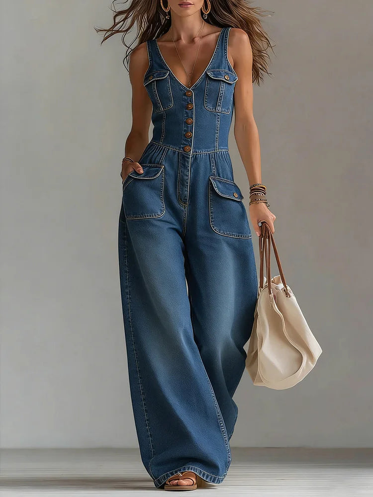 Olivia Sydney - Loose Denim Jumpsuit