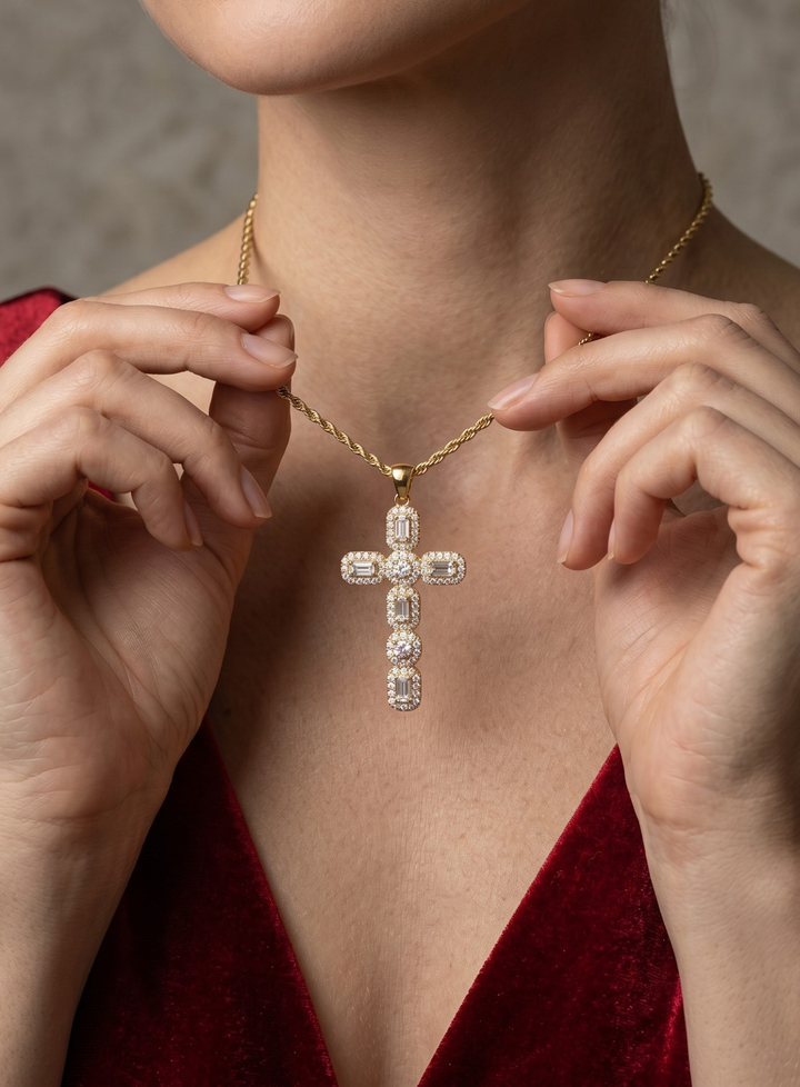Olivia Sydney - Elegant Cross Necklace with Zirconias