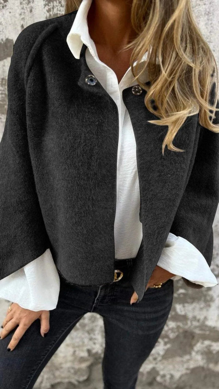 Olivia Sydney - Wool Coat with Round Collar and Long Sleeves