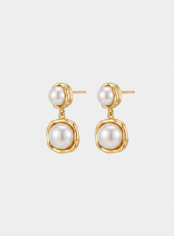 Olivia Sydney - Pearl Golden Frame Earrings