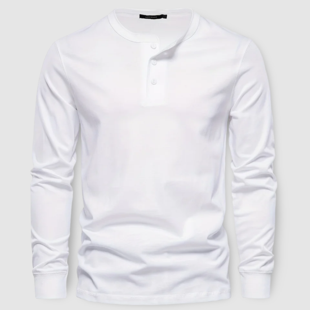 Olivia Sydney - Elegant Long Sleeve Cotton Henley Shirt