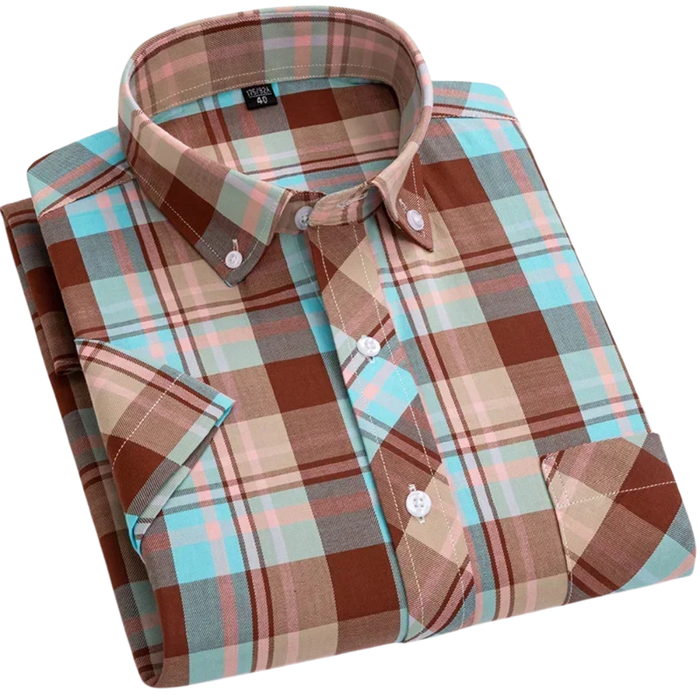 Olivia Sydney - Checkered Cotton Short Sleeve Shirt