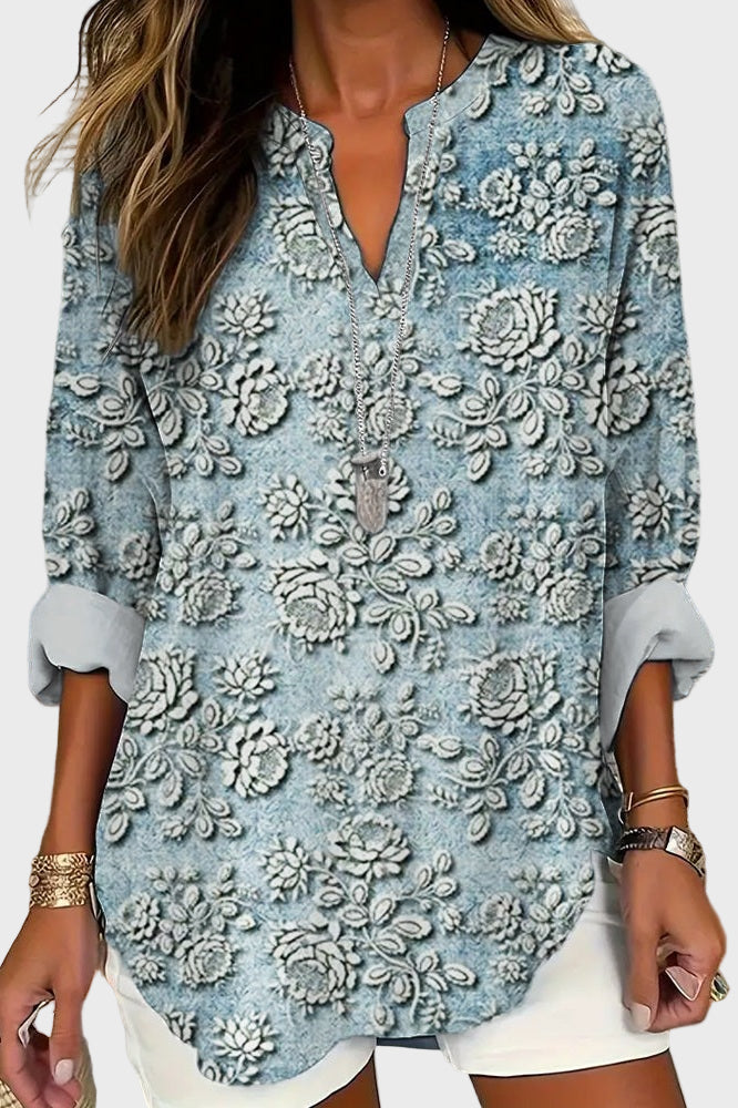Olivia Sydney - Blue Dusk Bloom Blouse
