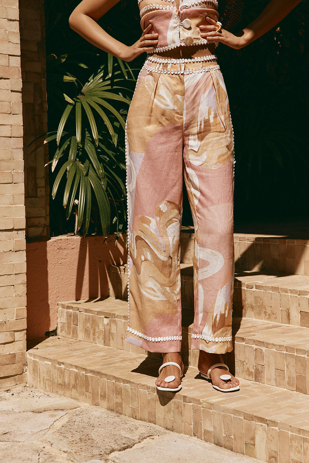 Olivia Sydney - Artistic Print High-Waisted Summer Pants