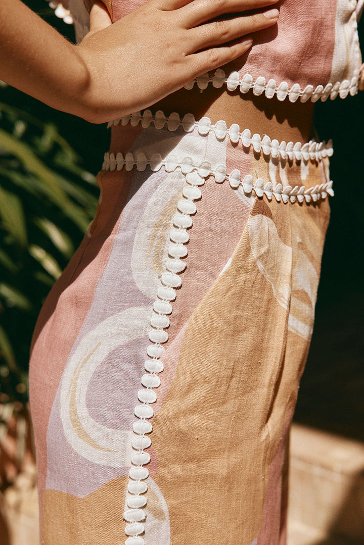 Olivia Sydney - Artistic Print High-Waisted Summer Pants