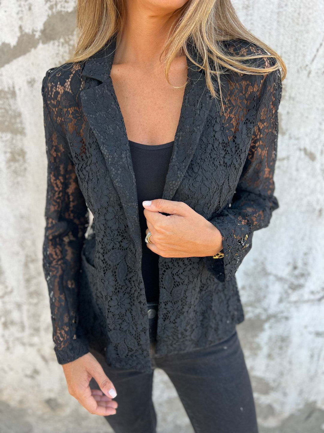 Olivia Sydney - Elegant Structured Transparent Lace Blazer