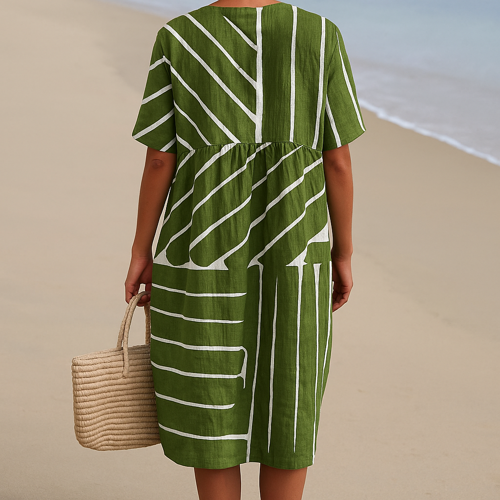 Olivia Sydney - Green Dress with Geometric Pattern