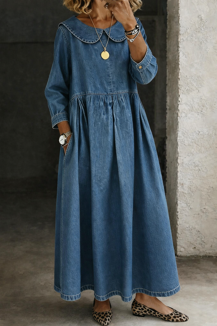 Olivia Sydney - Denim Dress with Peter Pan Collar