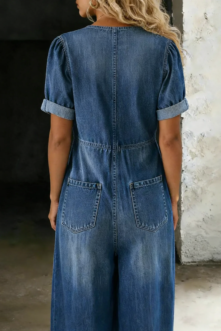Olivia Sydney - V-Neck Denim Jumpsuit