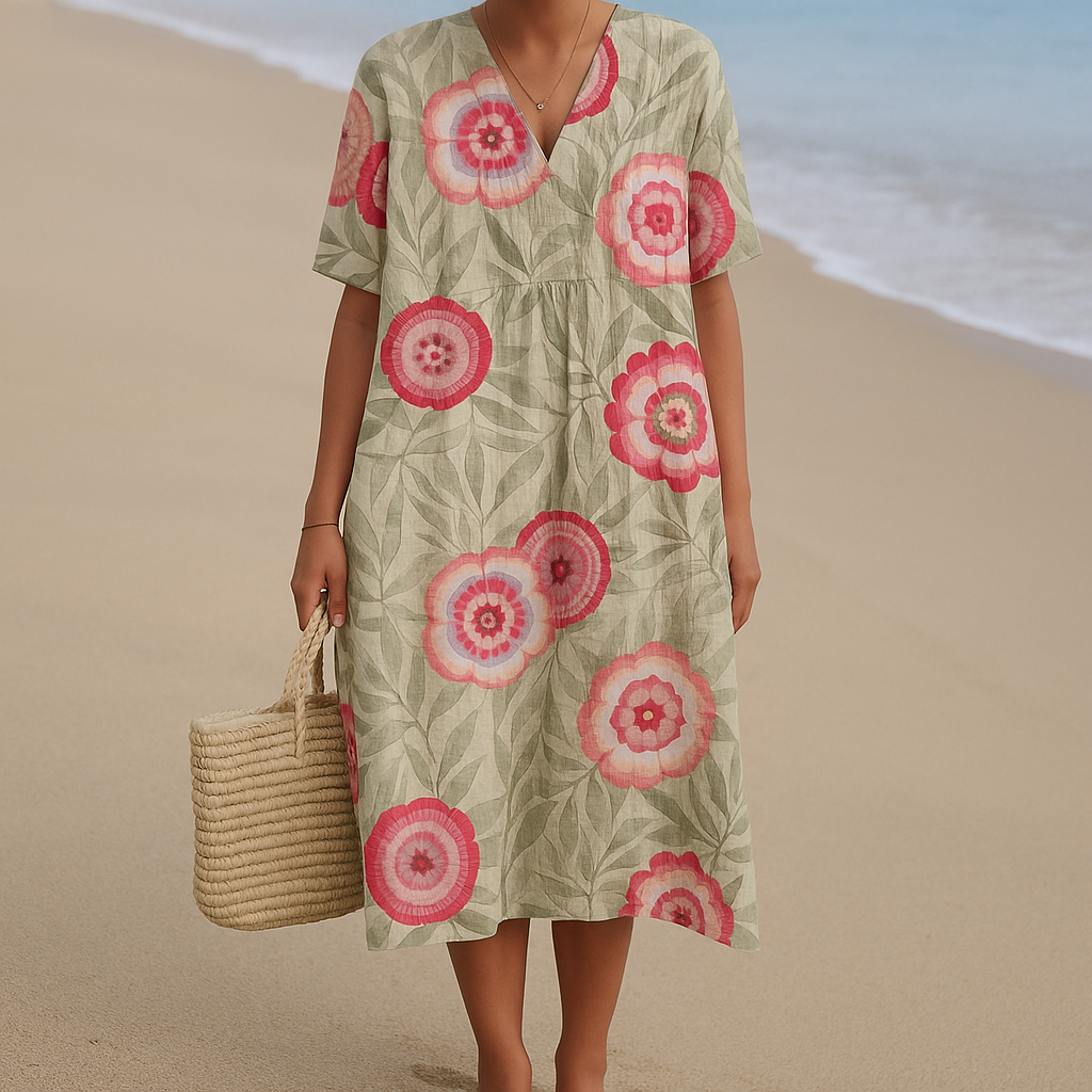 Olivia Sydney - Floral Dress with Leaves and Mandala