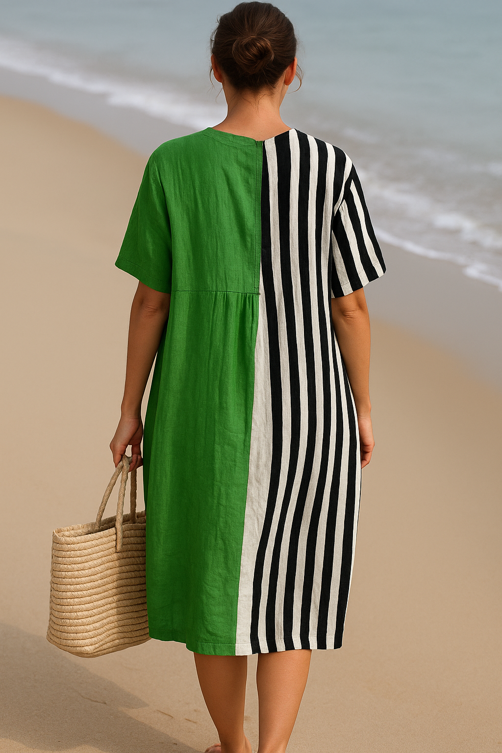 Olivia Sydney - Vibrant Green Dress with Black Stripes
