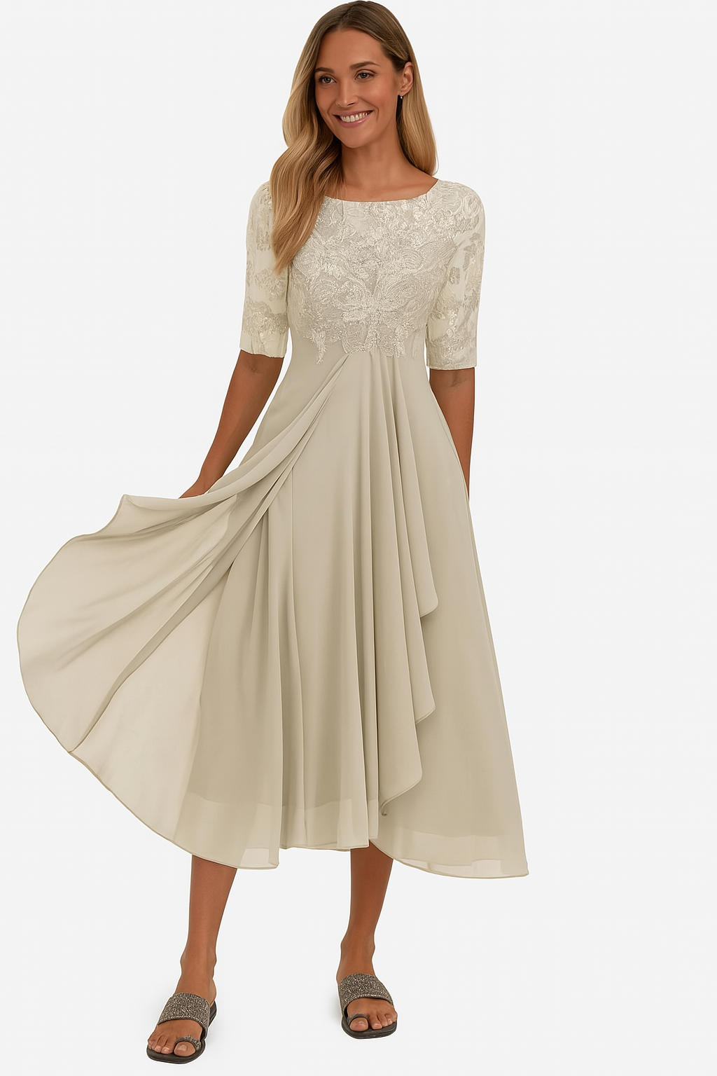 Olivia Sydney - Lace Dress with 3/4 Sleeves