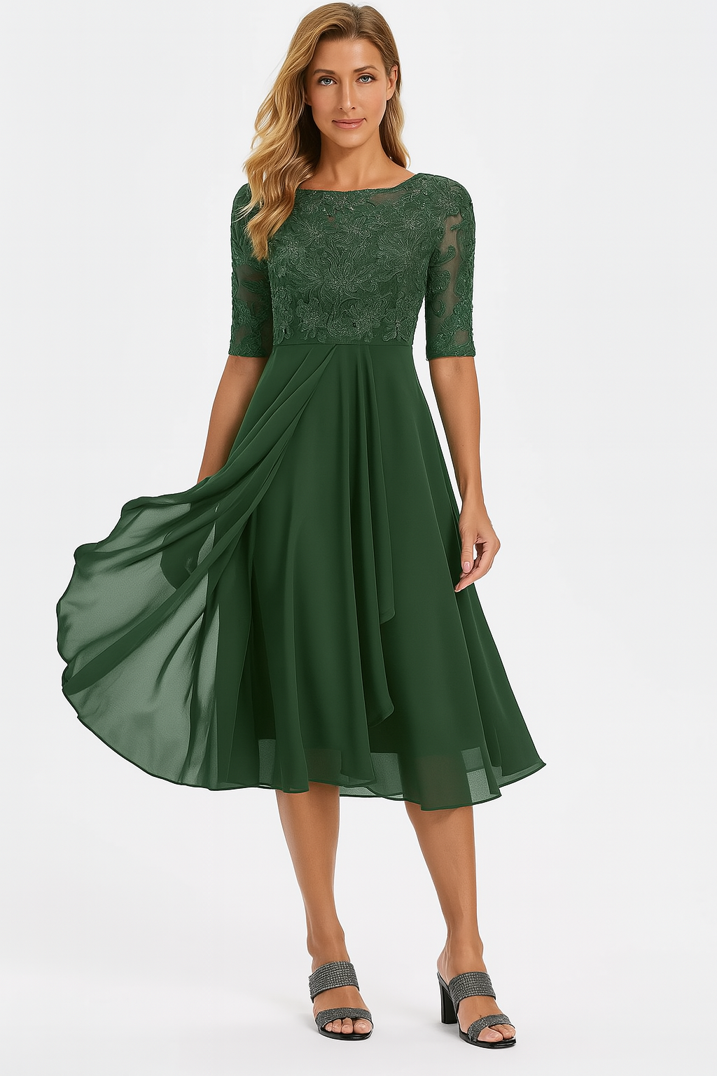 Olivia Sydney - Lace Dress with 3/4 Sleeves