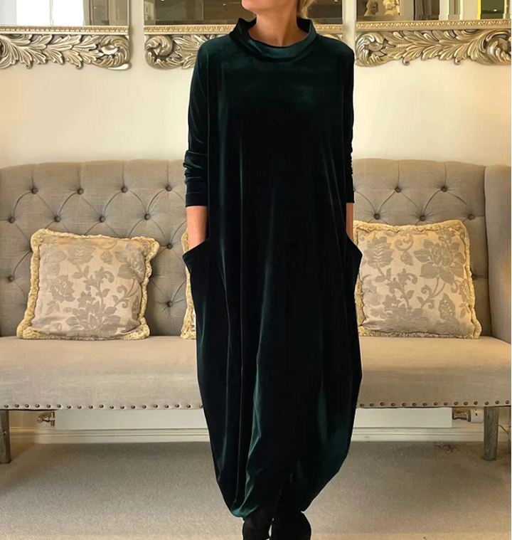 Olivia Sydney - Long Velvet Dress with Pockets