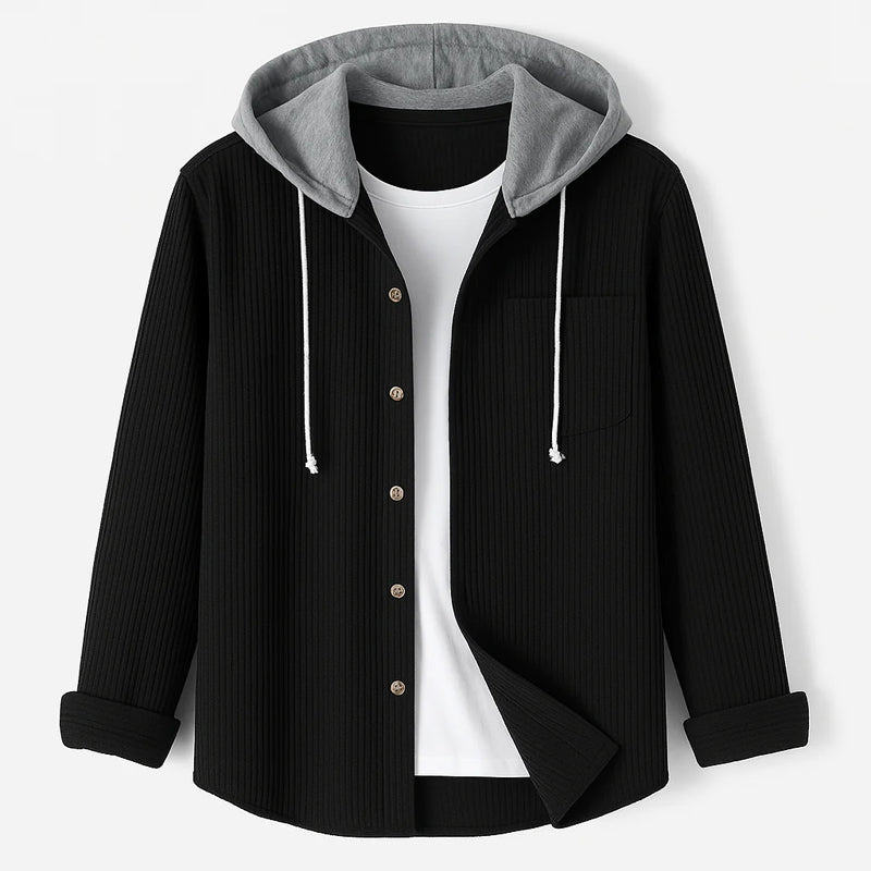 Olivia Sydney - Hooded Corduroy Shirt with Buttons