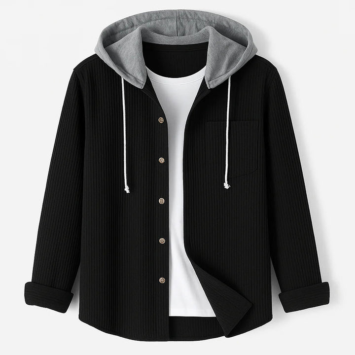 Olivia Sydney - Hooded Corduroy Shirt with Buttons