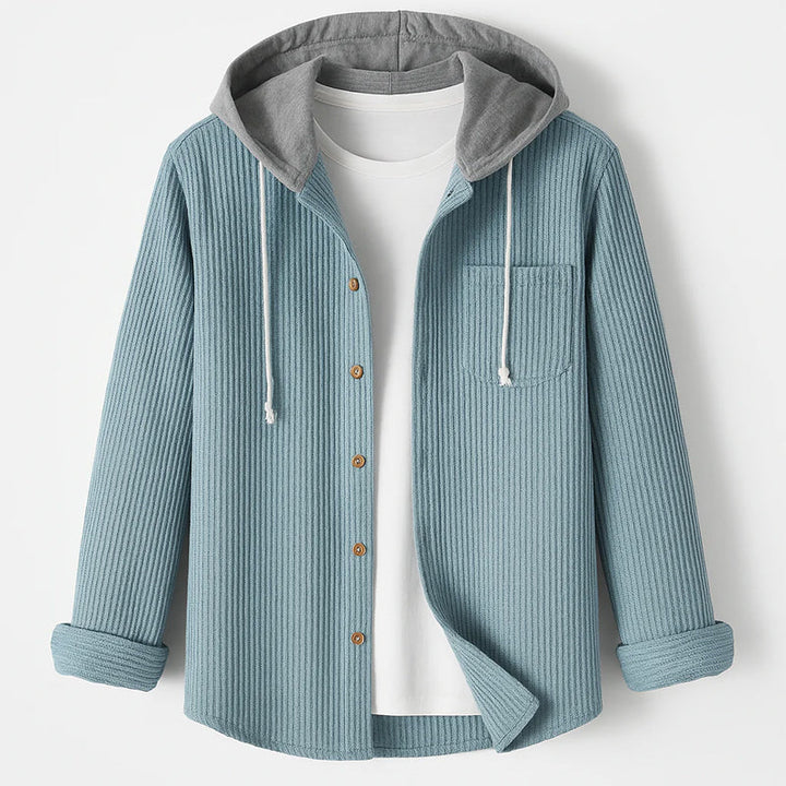 Olivia Sydney - Hooded Corduroy Shirt with Buttons