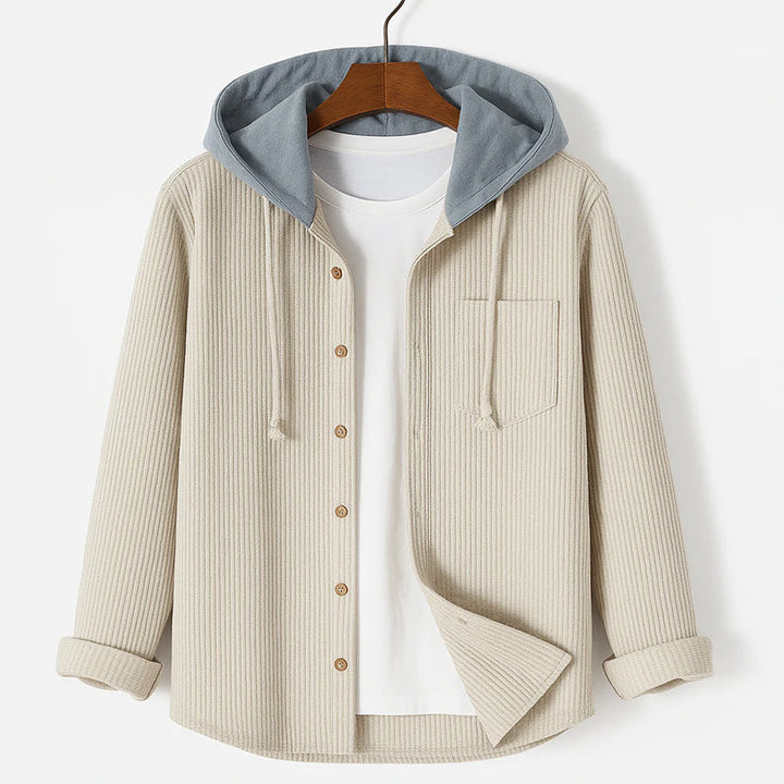 Olivia Sydney - Hooded Corduroy Shirt with Buttons
