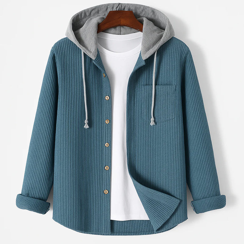 Olivia Sydney - Hooded Corduroy Shirt with Buttons
