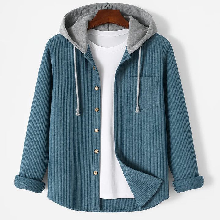 Olivia Sydney - Hooded Corduroy Shirt with Buttons