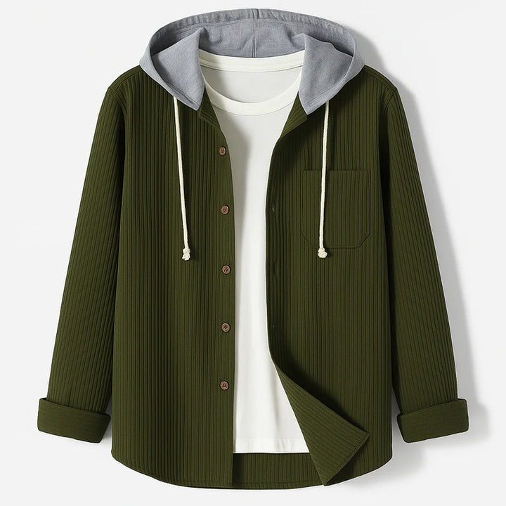 Olivia Sydney - Hooded Corduroy Shirt with Buttons