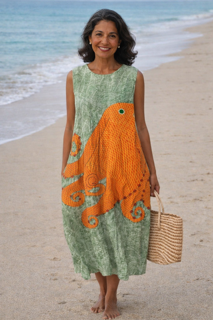 Olivia Sydney - Ocean-Style Sleeveless Midi Dress