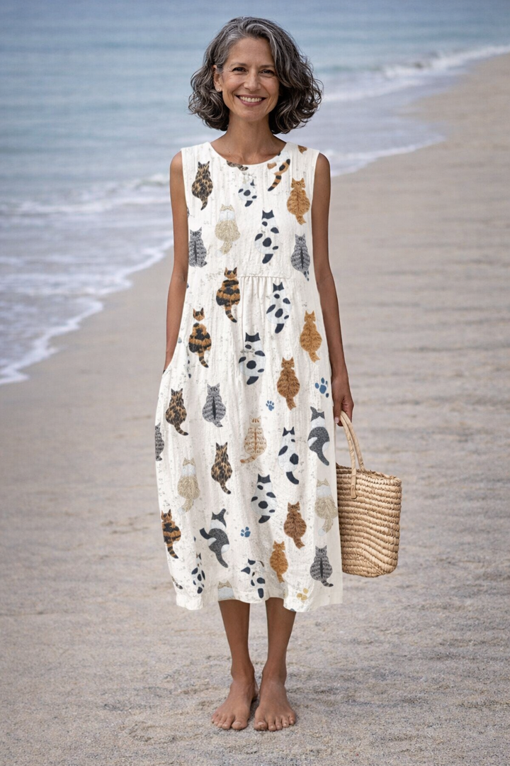 Olivia Sydney - Cat Print Midi Dress
