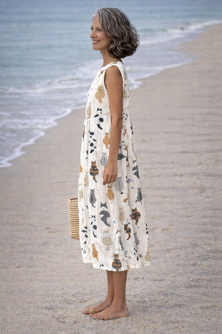 Olivia Sydney - Cat Print Midi Dress