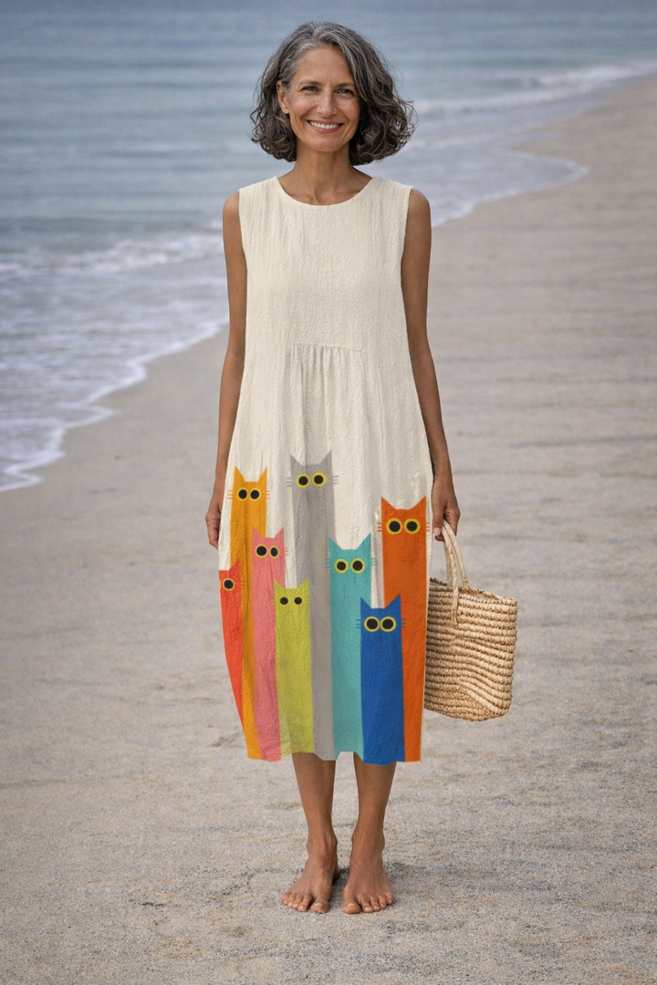 Olivia Sydney - Cat Print Midi Dress