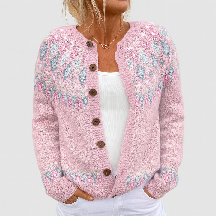 Olivia Sydney - Loose Knit Cardigan with Print
