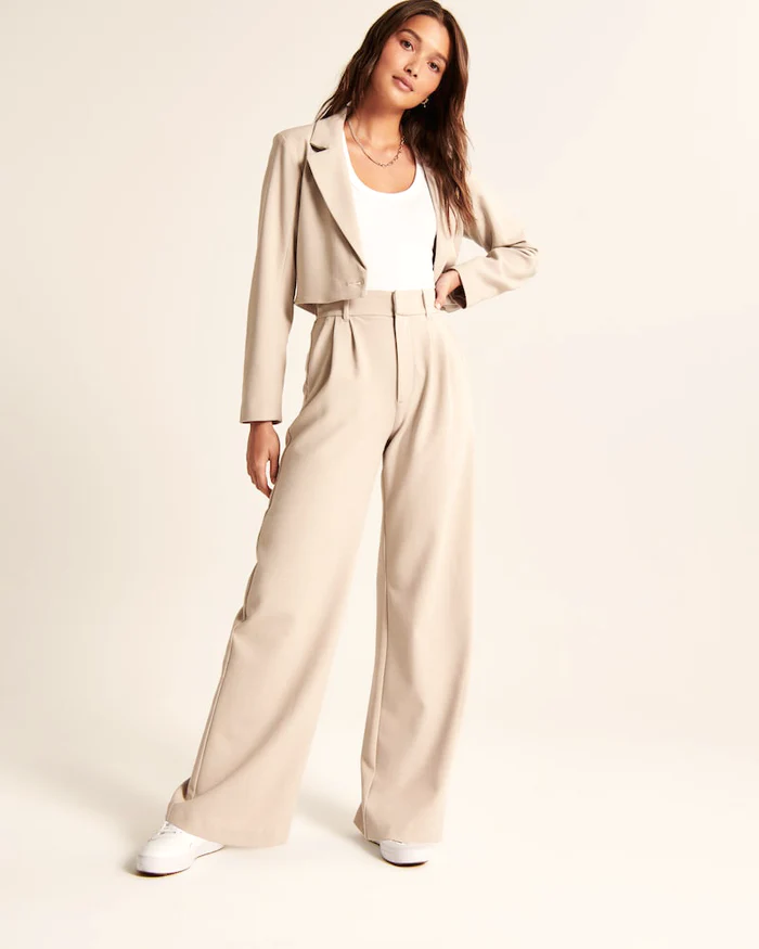 Olivia Sydney - Custom Beige Wide-Leg Trousers