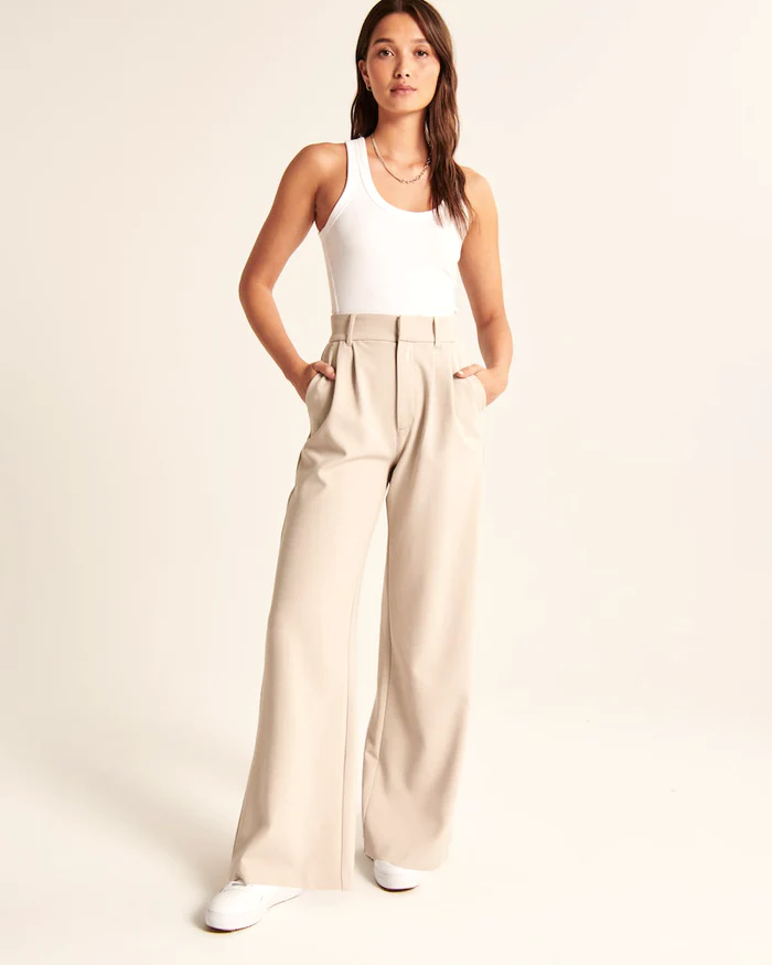 Olivia Sydney - Custom Beige Wide-Leg Trousers