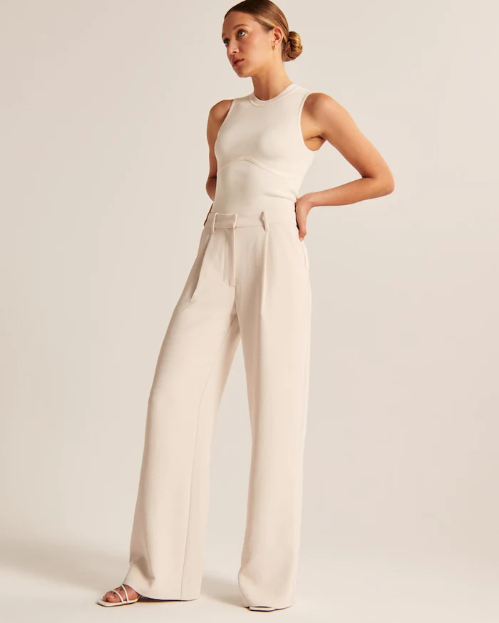 Olivia Sydney - Custom Beige Wide-Leg Trousers
