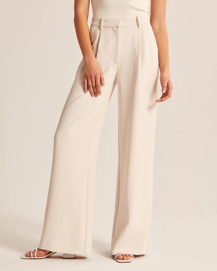 Olivia Sydney - Custom Beige Wide-Leg Trousers